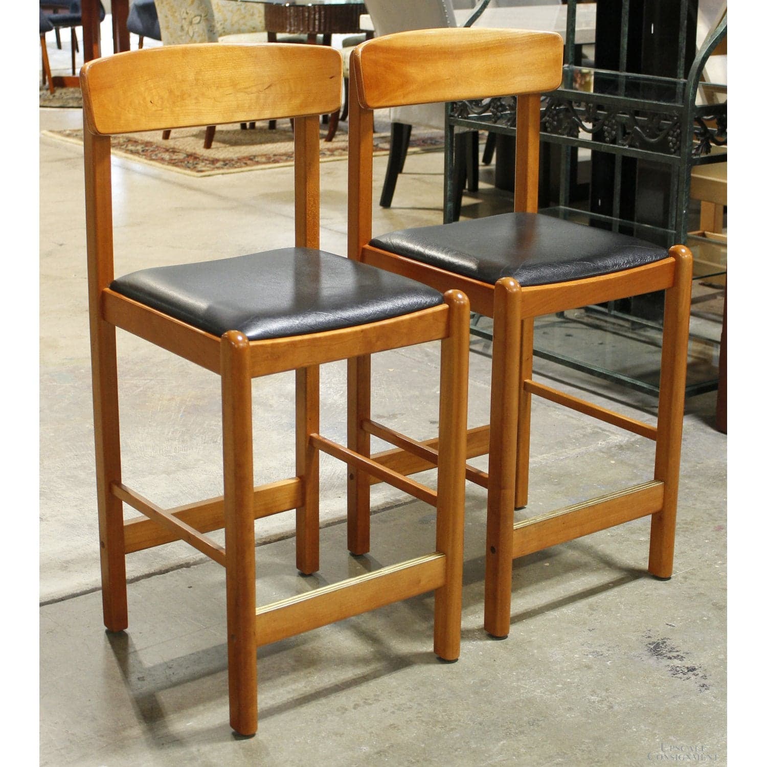 Benny Linden Design Pair of Teak Counter Stools - Thumbnail 2