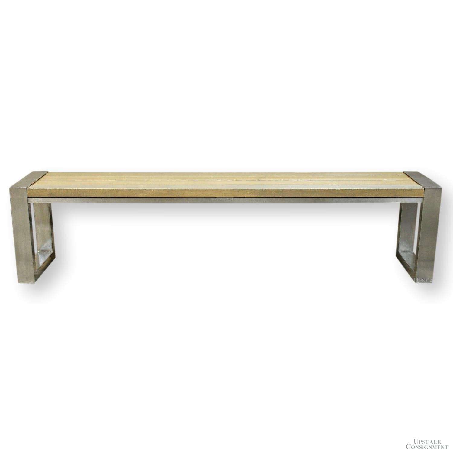 Wood Plank & Chrome Bench - Image 1