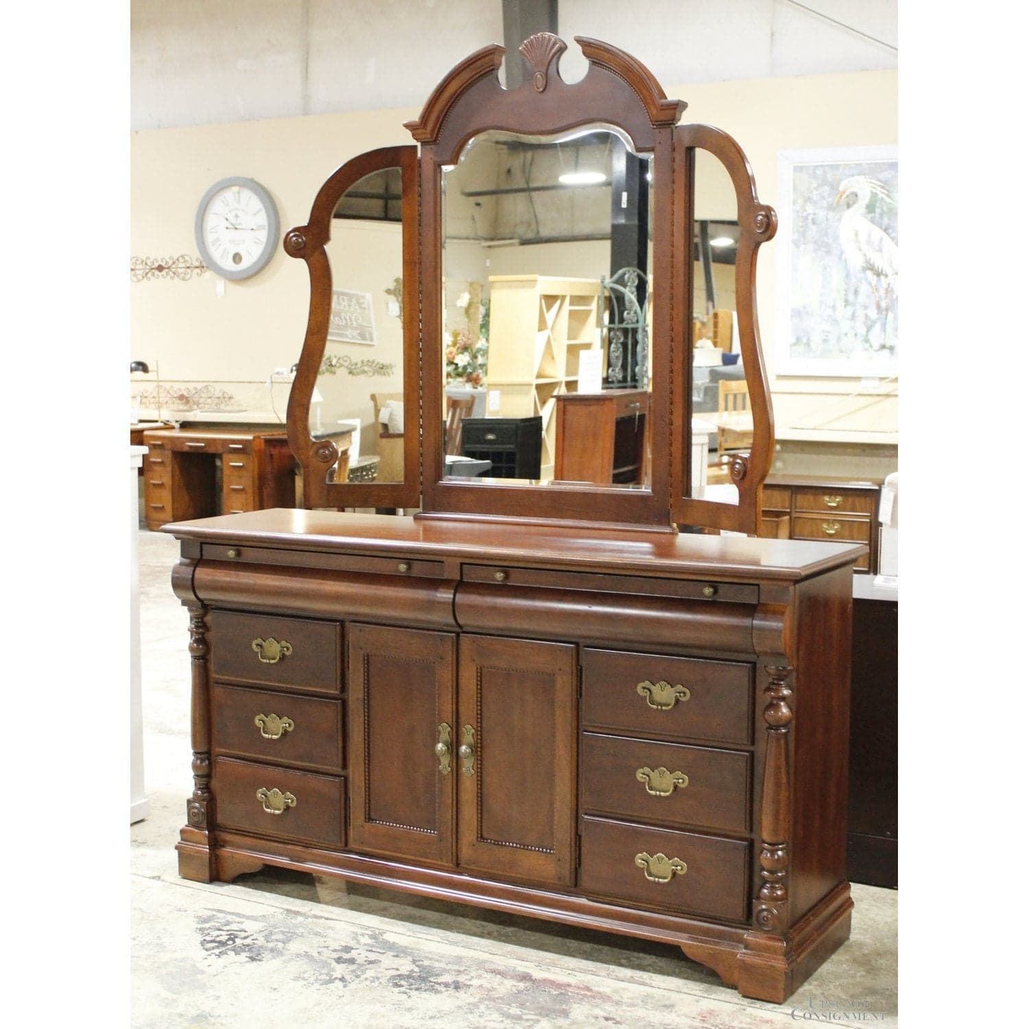 Universal Furniture Triple Dresser w/Mirror - Thumbnail 4
