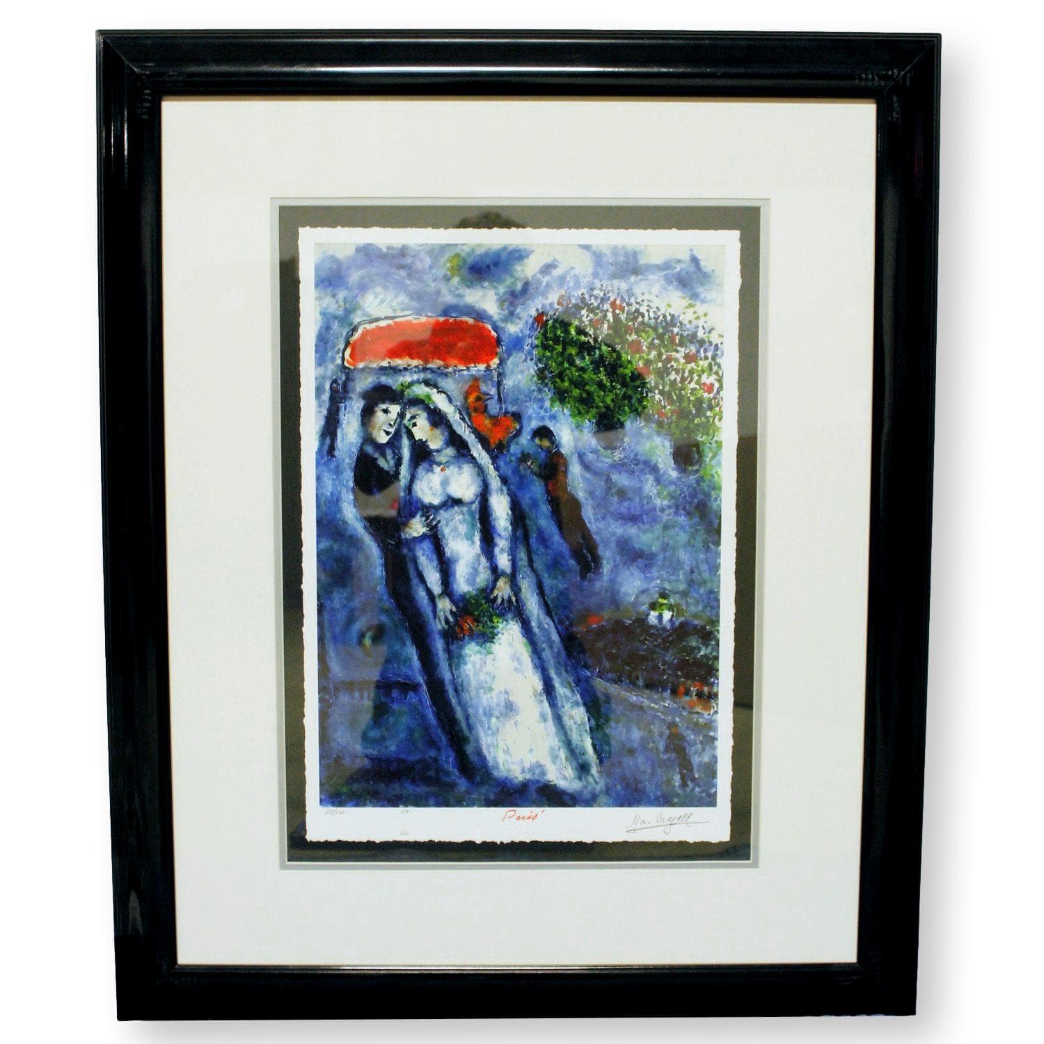 Gallery Framed Art Print 'Les Maries sur Fond Bleu' By Marc Chagall - Image 1