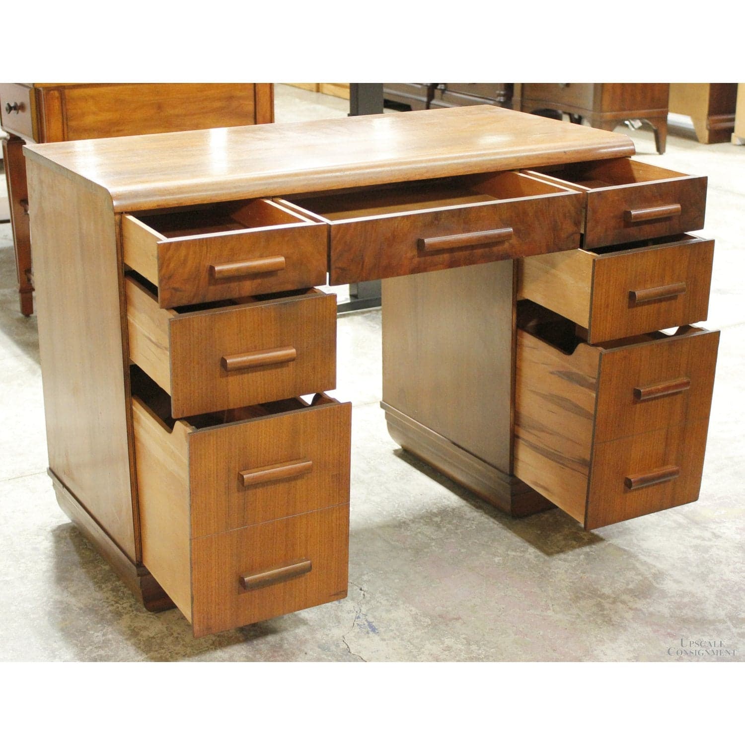 Vintage Walnut Waterfall Desk - Walnut Finish - Thumbnail 2