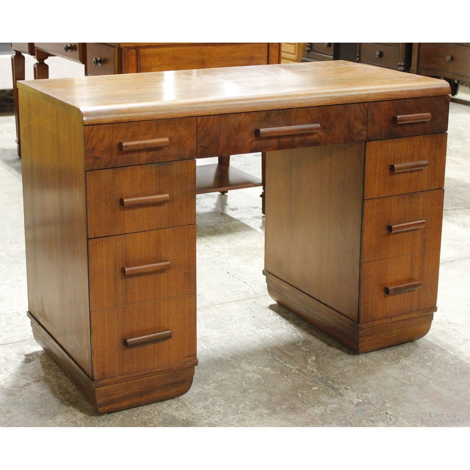 Vintage Walnut Waterfall Desk - Walnut Finish - Thumbnail 3