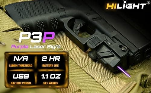 HiLight P3P Purple Laser Beam for Compact Pistol Compatible Portable, Military Grade Aluminum Ultra Low Profile Purple Dot Sight for Glock Pistol Hand - Thumbnail 3