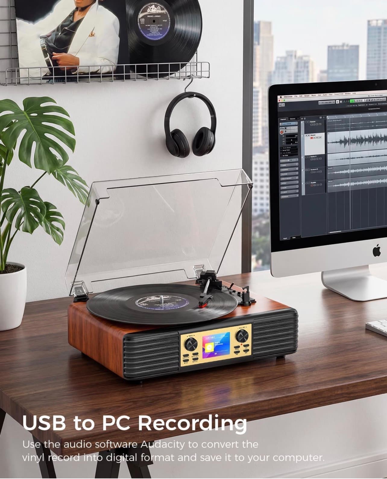 Bluetooth Record Player with Built-in Speakers - Thumbnail 3