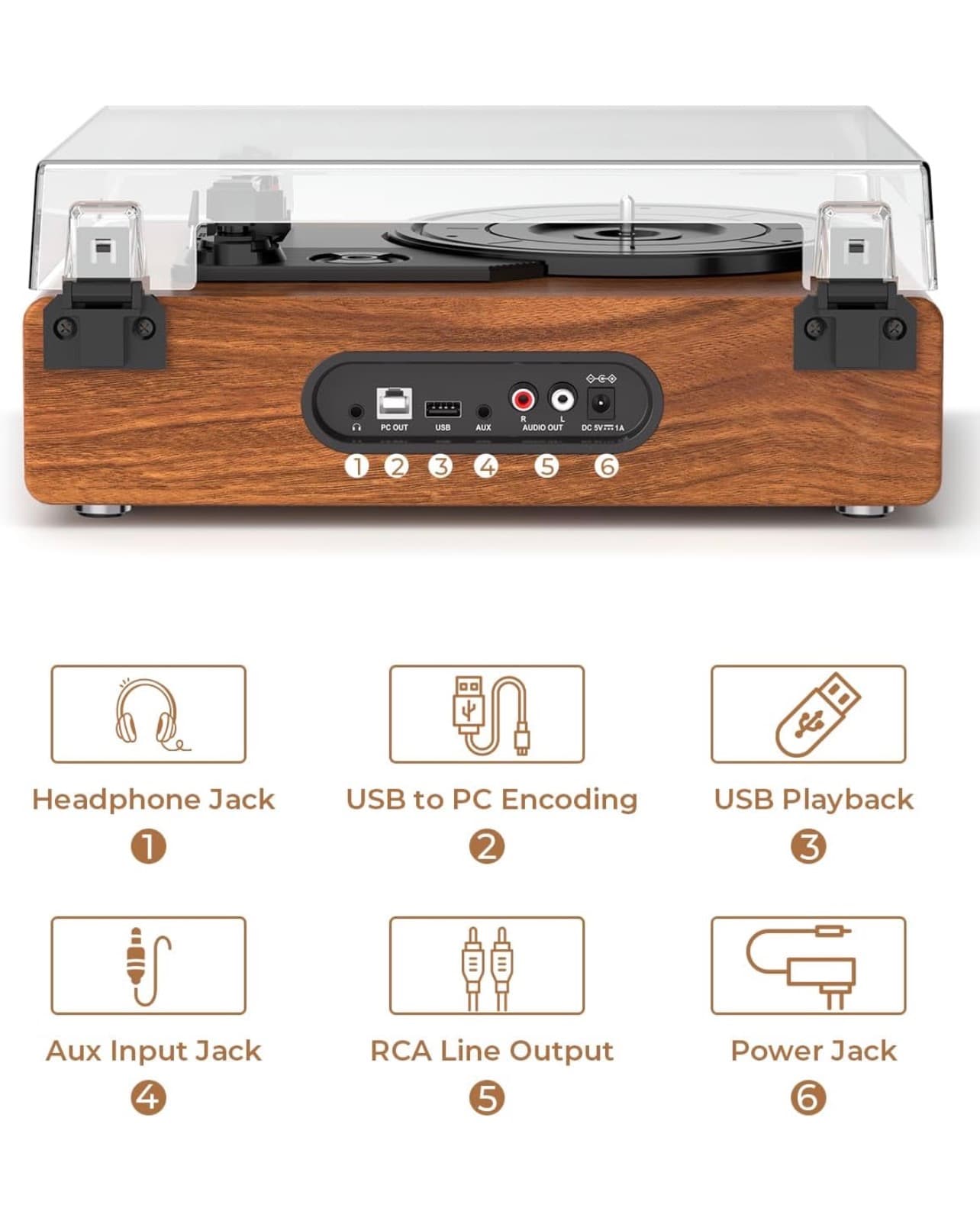 Bluetooth Record Player with Built-in Speakers - Thumbnail 5