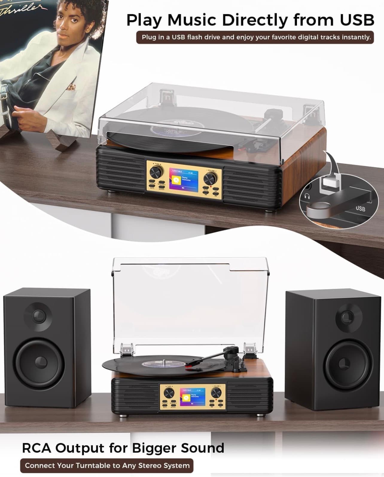 Bluetooth Record Player with Built-in Speakers - Thumbnail 4