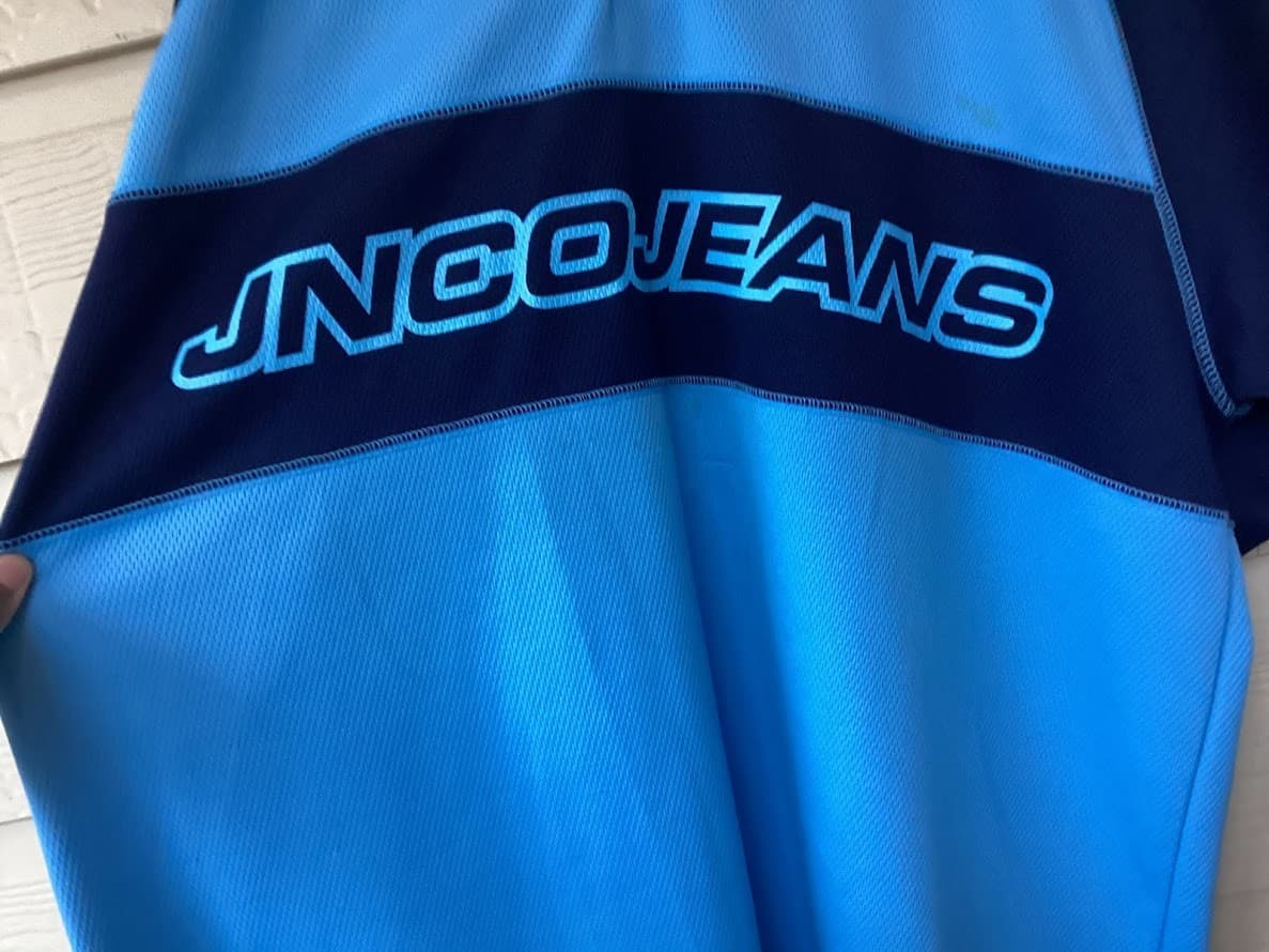 JNCO Jeans Vintage 90s Y2K Color Block Polo Shirt XXL Light Navy - Thumbnail 4