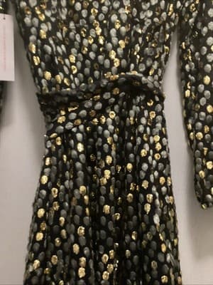 NWT ModCloth Golden Record Party Wrap Metallic Gold Silver Dress M - Thumbnail 9