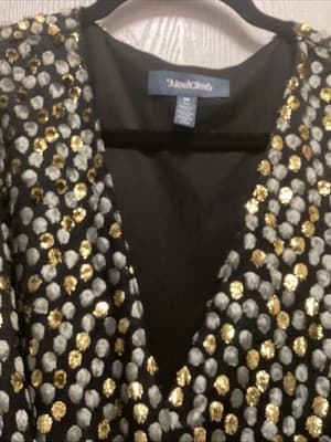 NWT ModCloth Golden Record Party Wrap Metallic Gold Silver Dress M - Thumbnail 5