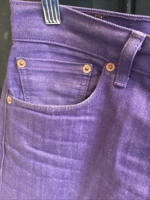 VTG 90s Levi’s 501 Purple Garment Dyed Jean Shorts Men’s 31x30 Button Fly - Thumbnail 8