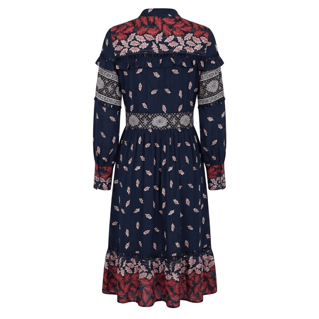 Sea New York Eloise Boho Fall Leaves Long Sleeve Dress Size M - Thumbnail 2