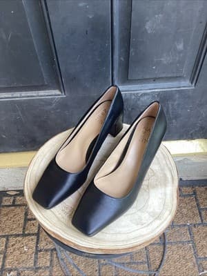 Naturalizer Black Leather Pumps Square Toe Block Heel Comfort Shoes Women’s 8.5 - Thumbnail 6
