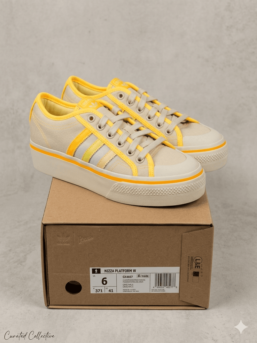 Adidas Nizza Platform Women's Sneakers Size 6 GX4607 Almost Yellow Orange Tint