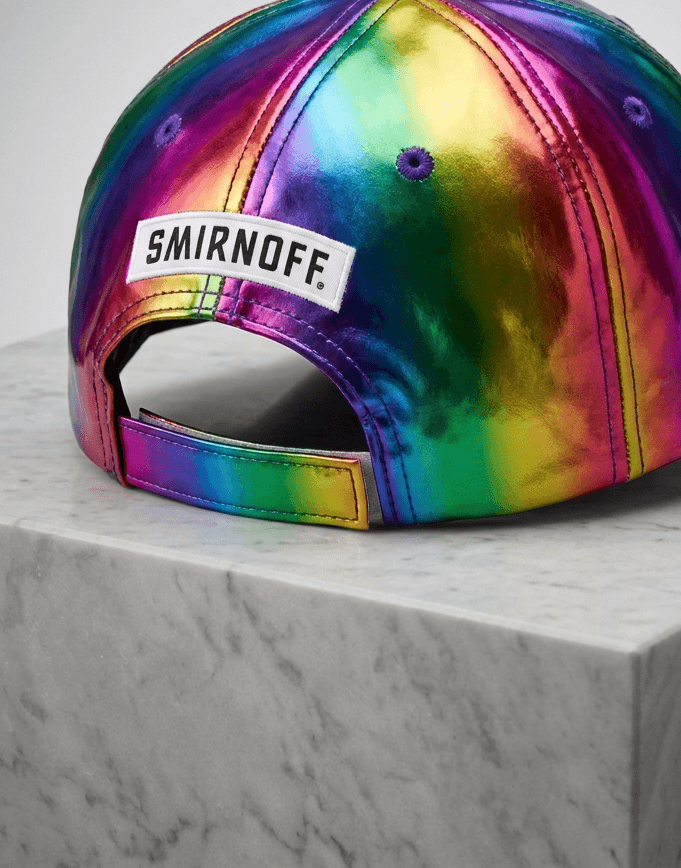 Smirnoff Pride Hat Rainbow Metallic Liquid Glossy Baseball Cap Love Knows No L - Thumbnail 3