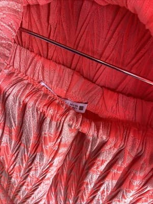 ZARA Neon Coral Plissé Two-Piece Co-ord Set Size L - Thumbnail 5
