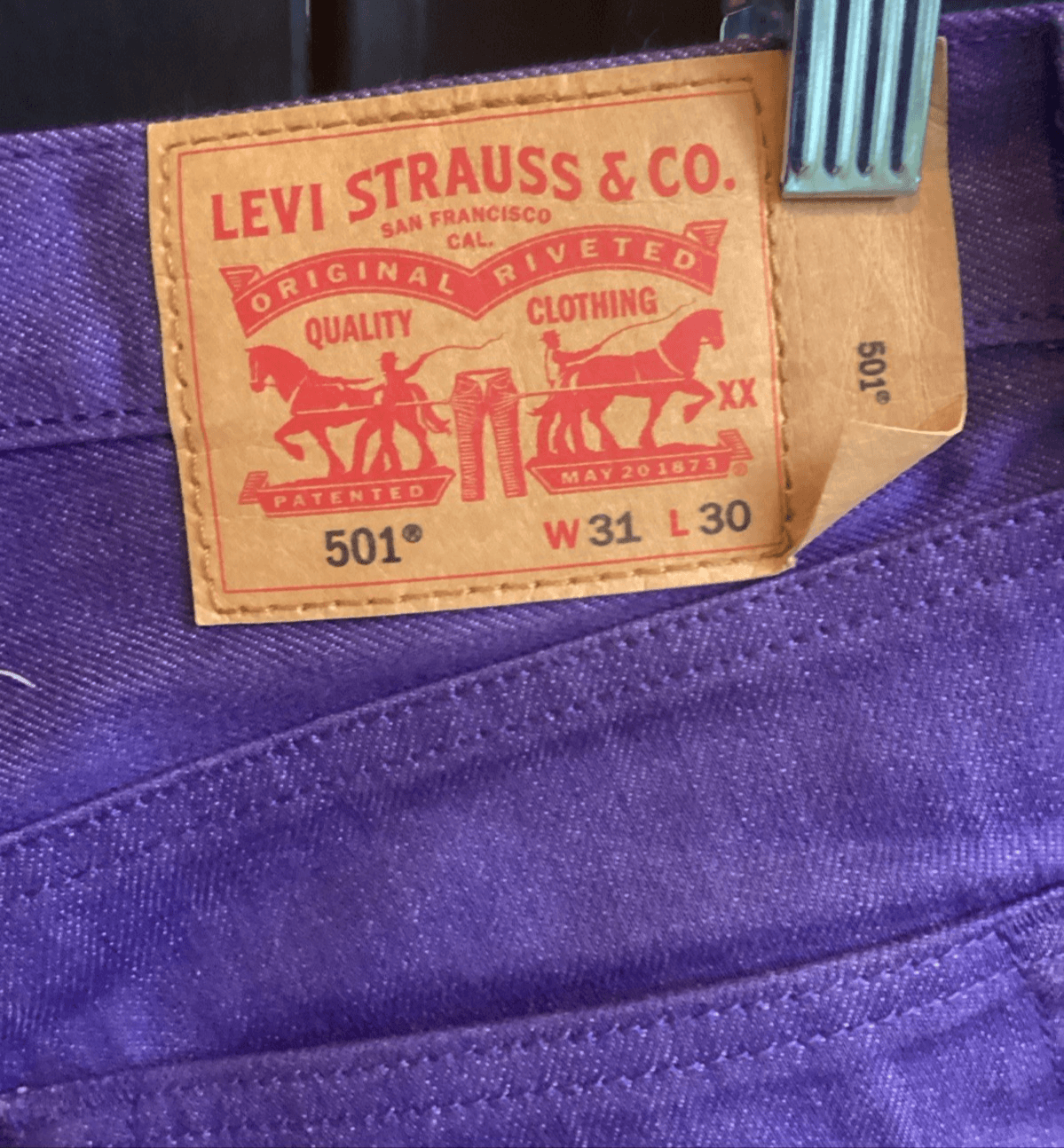 VTG 90s Levi’s 501 Purple Garment Dyed Jean Shorts Men’s 31x30 Button Fly - Thumbnail 3