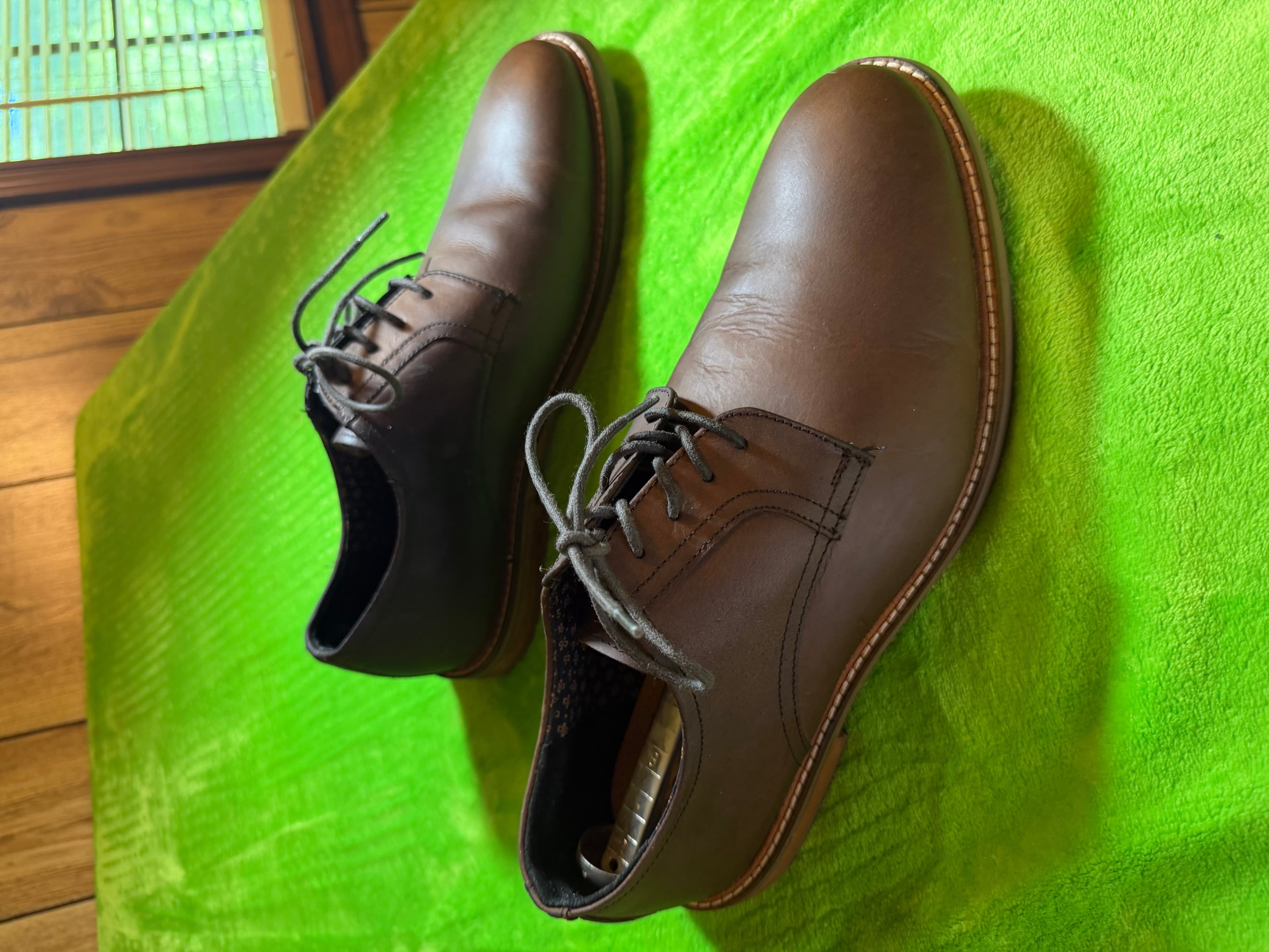 Ben Sherman Brent Mens 10 Brown Leather Plain Toe Derby Oxford Dress Shoes - Thumbnail 4