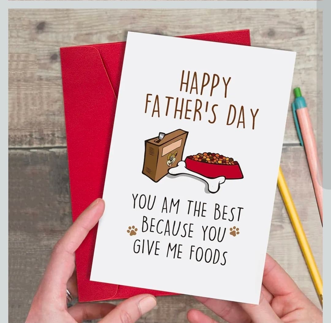 Funny Father's Day Card with Red Envelope 8x5.3 Inches - Thumbnail 4