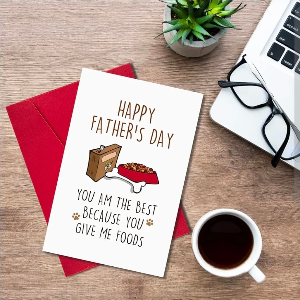 Funny Father's Day Card with Red Envelope 8x5.3 Inches - Thumbnail 3
