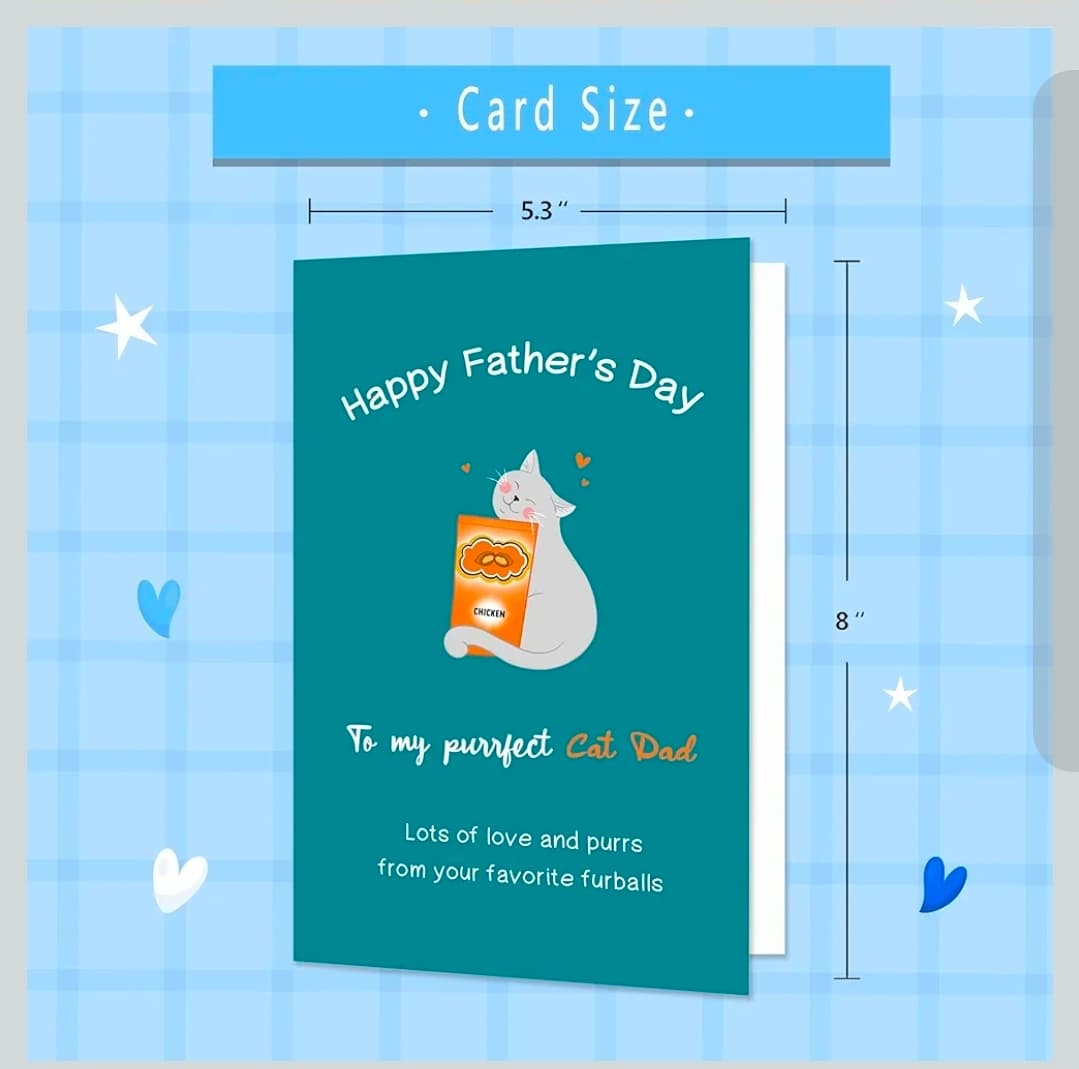 Father's Day Cat Dad Greeting Card 5.3x8 Inches - Thumbnail 3