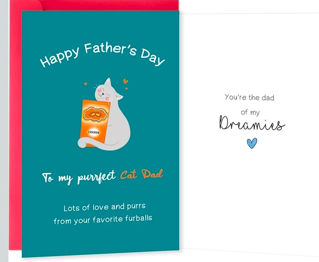 Father's Day Cat Dad Greeting Card 5.3x8 Inches - Image 1