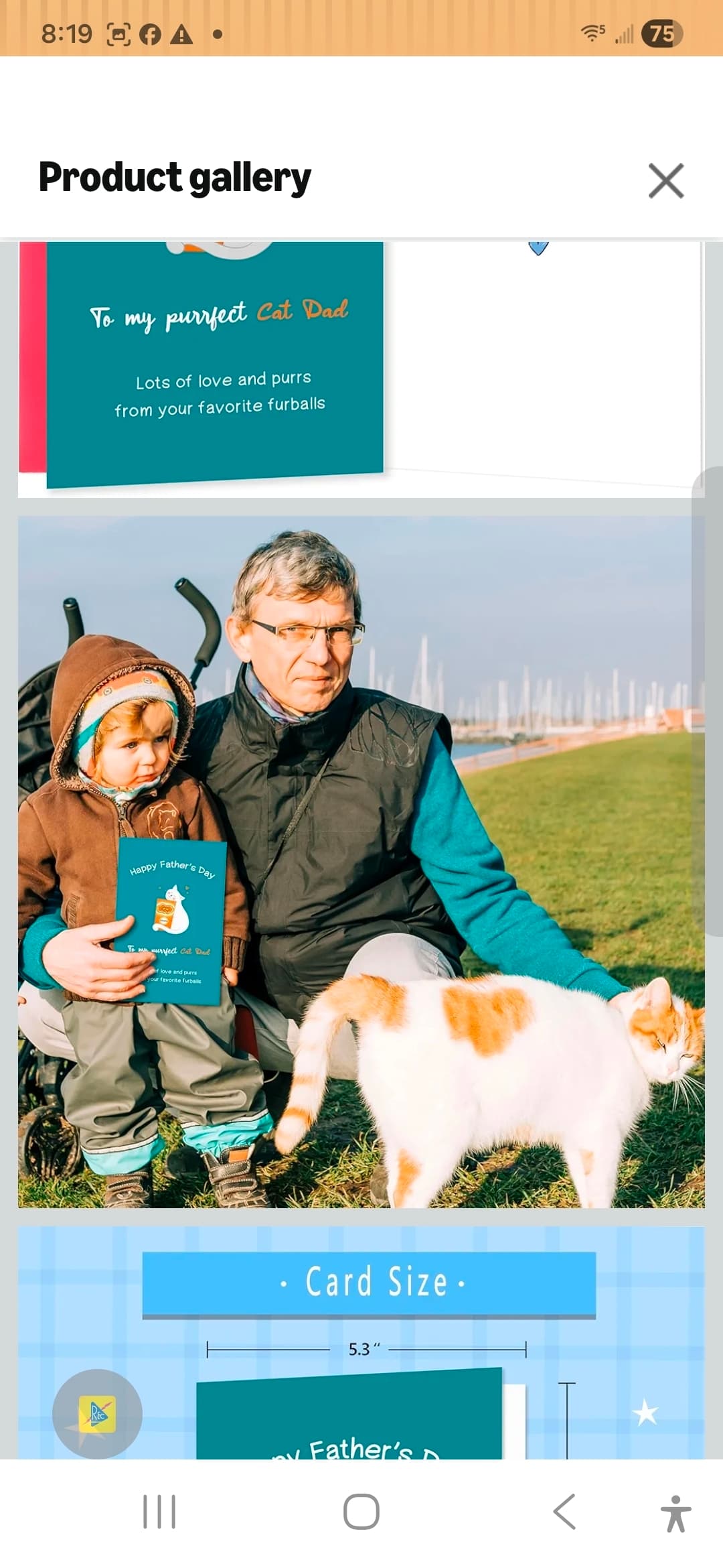 Father's Day Cat Dad Greeting Card 5.3x8 Inches - Thumbnail 2