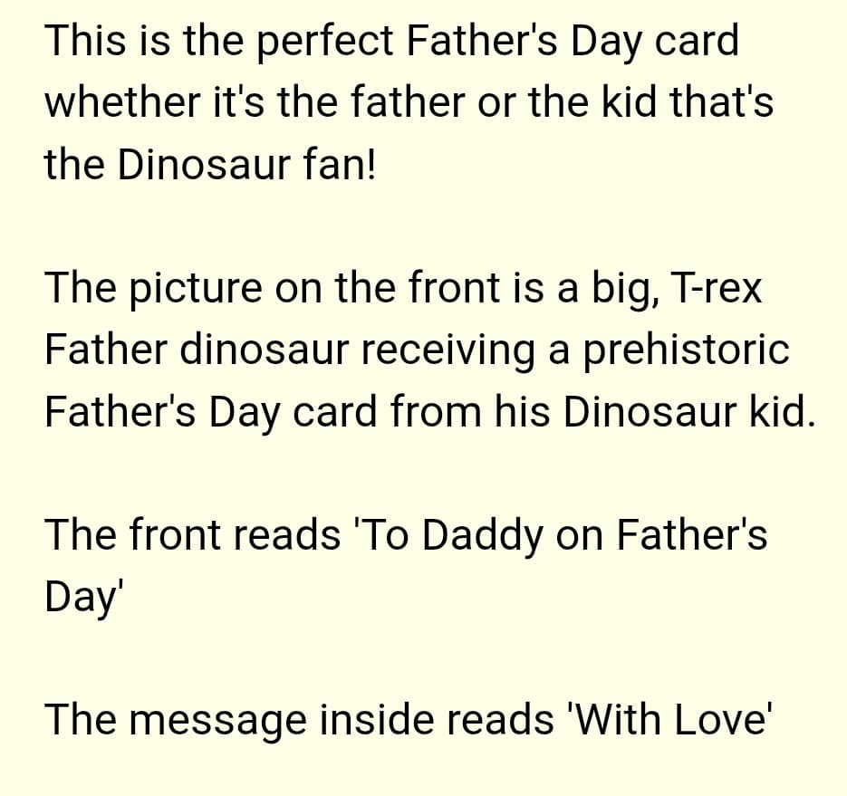 Father's Day Dinosaur Card with T-Rex Design - Thumbnail 2