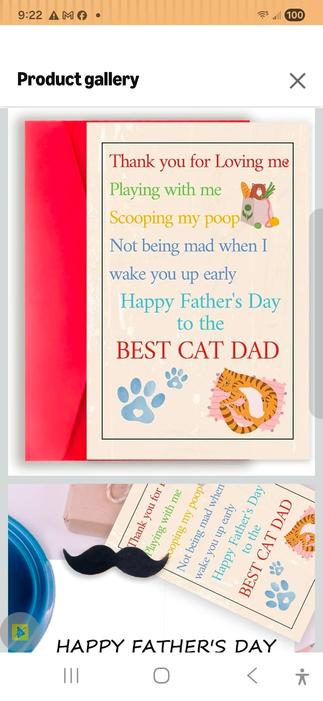 Happy Father's Day Cat Dad Greeting Card with Envelope - Image 1
