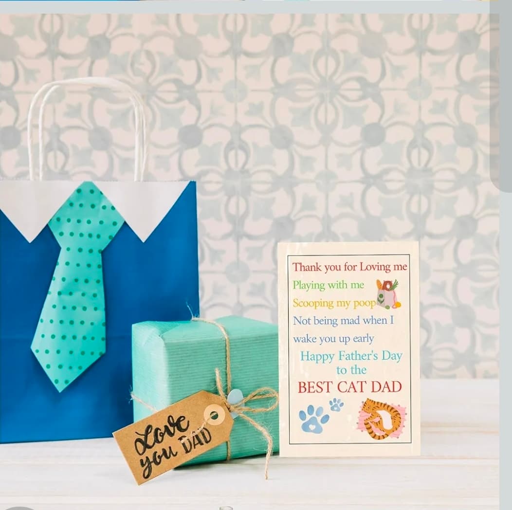 Happy Father's Day Cat Dad Greeting Card with Envelope - Thumbnail 6