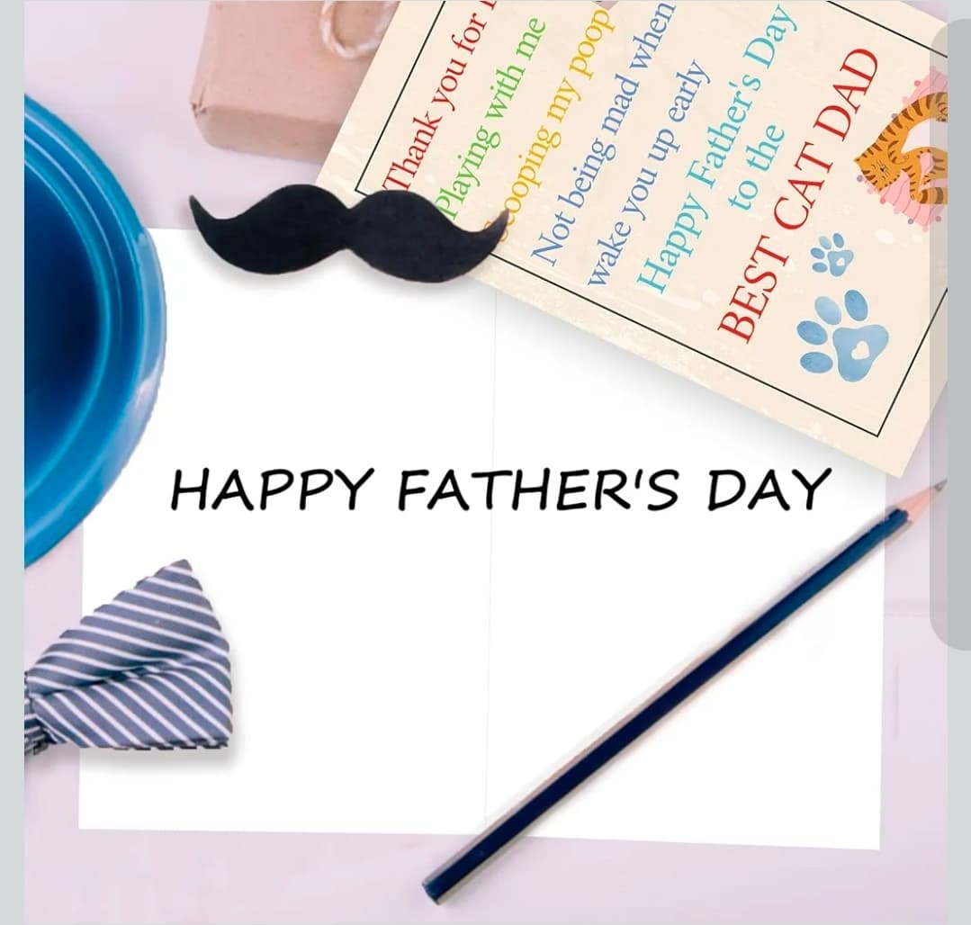 Happy Father's Day Cat Dad Greeting Card with Envelope - Thumbnail 2