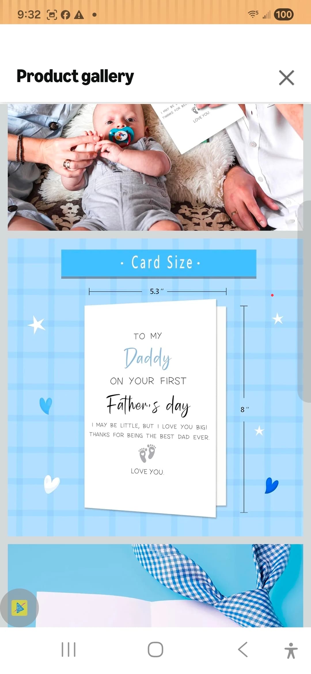 First Father's Day Card from Baby, 5.3 x 8 Inches - Thumbnail 3