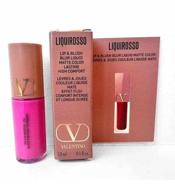 Valentino Liquirosso Lip & Blush Blur Liquid Matte PINK IS PUNK MINI 0.1oz New - Thumbnail 7