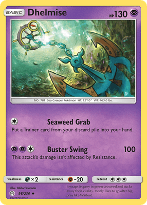 Dhelmise 98/236 Uncommon Cosmic Eclipse Pokemon Near Mint - Image 1