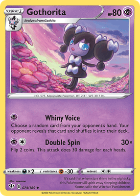 Gothorita 074/189 Uncommon Darkness Ablaze Pokemon Near Mint - Image 1