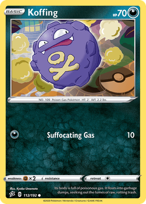 Koffing 112/192 Common Rebel Clash Pokemon Near Mint - Image 1