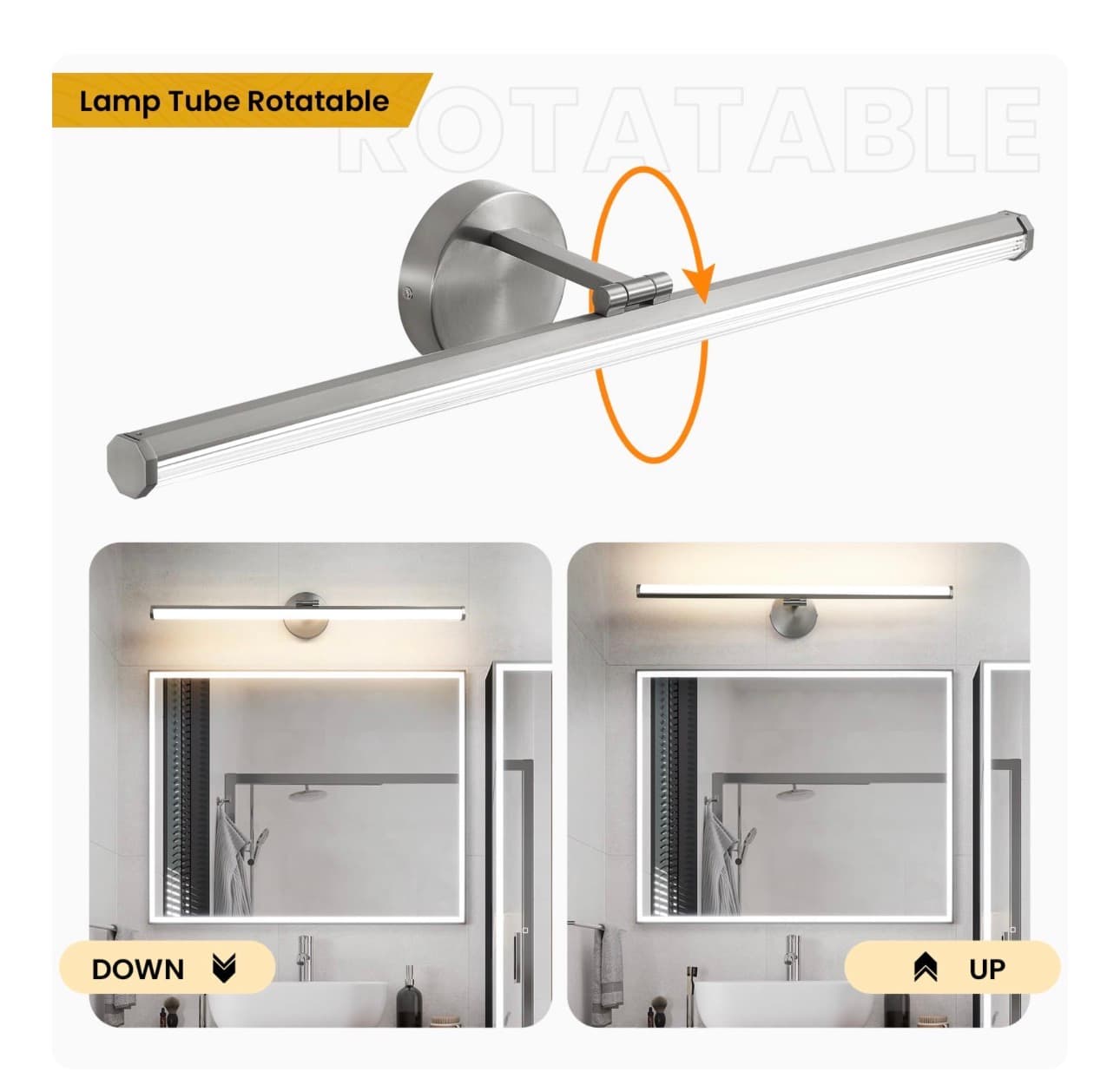 New 30 inch LED Vanity Light with Adjustable Angle and Nickel Finish - Thumbnail 3