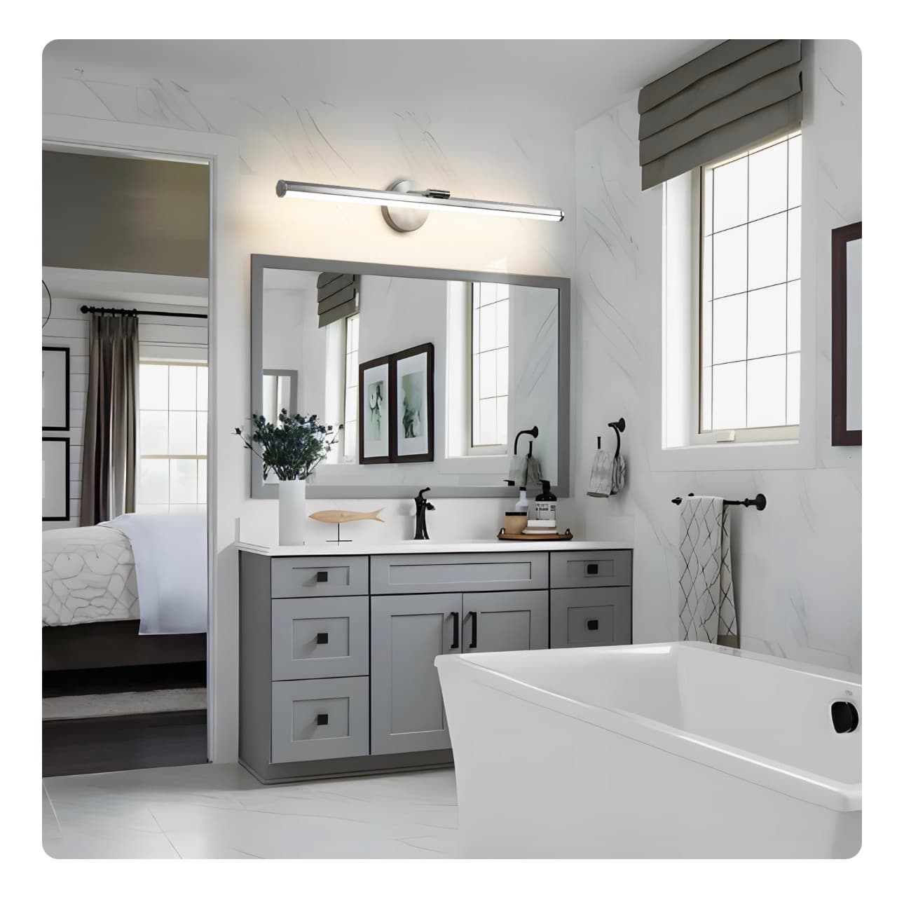New 30 inch LED Vanity Light with Adjustable Angle and Nickel Finish - Thumbnail 6