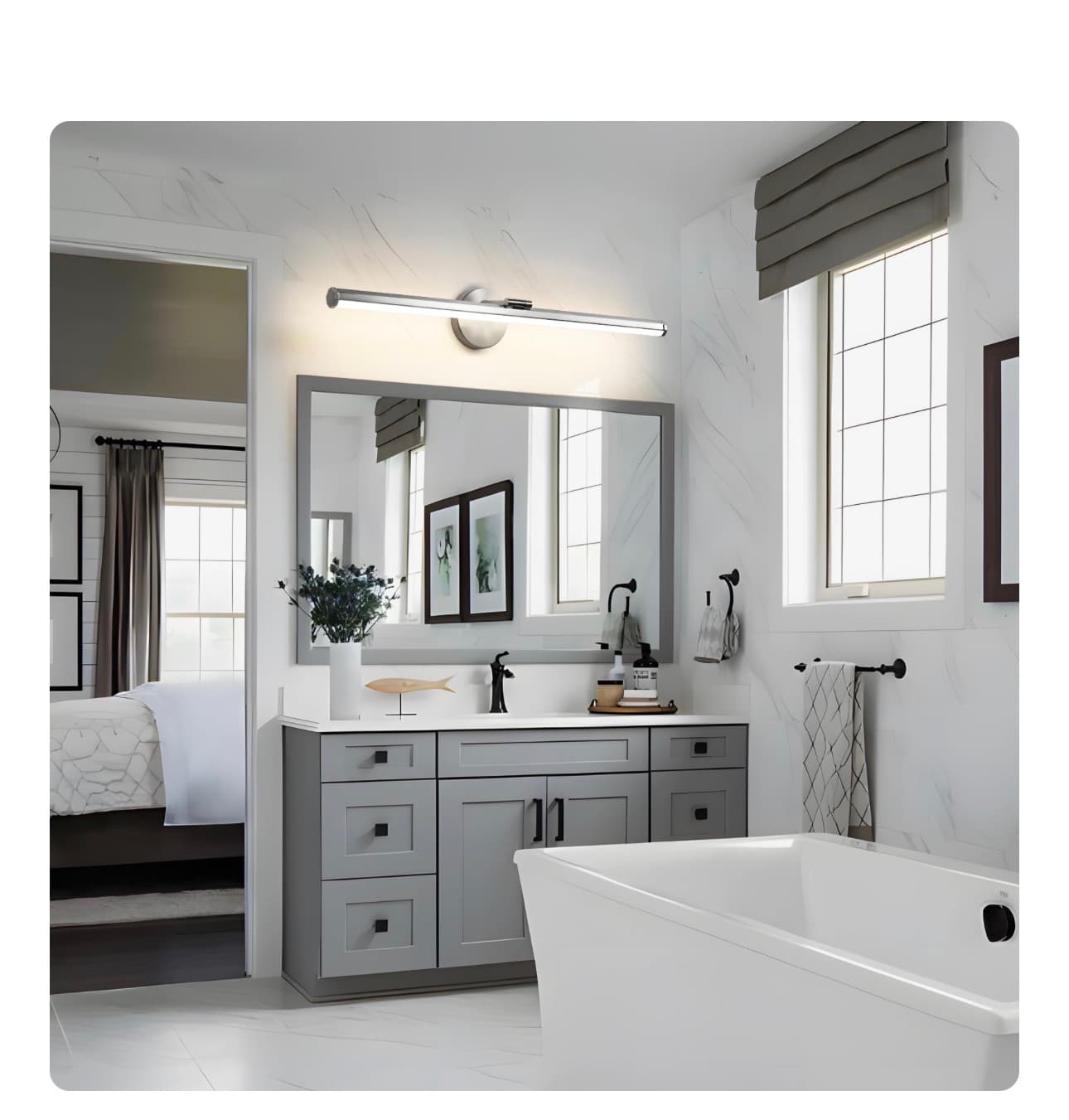 New 30 inch LED Vanity Light with Adjustable Angle and Nickel Finish - Thumbnail 4