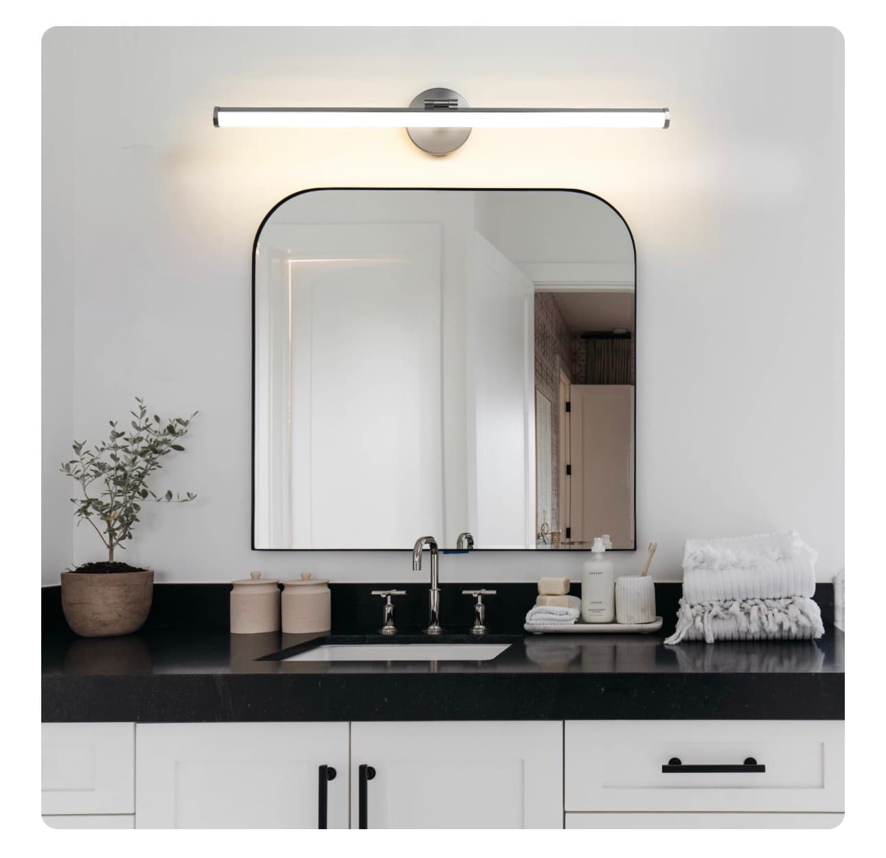 New 30 inch LED Vanity Light with Adjustable Angle and Nickel Finish - Thumbnail 9