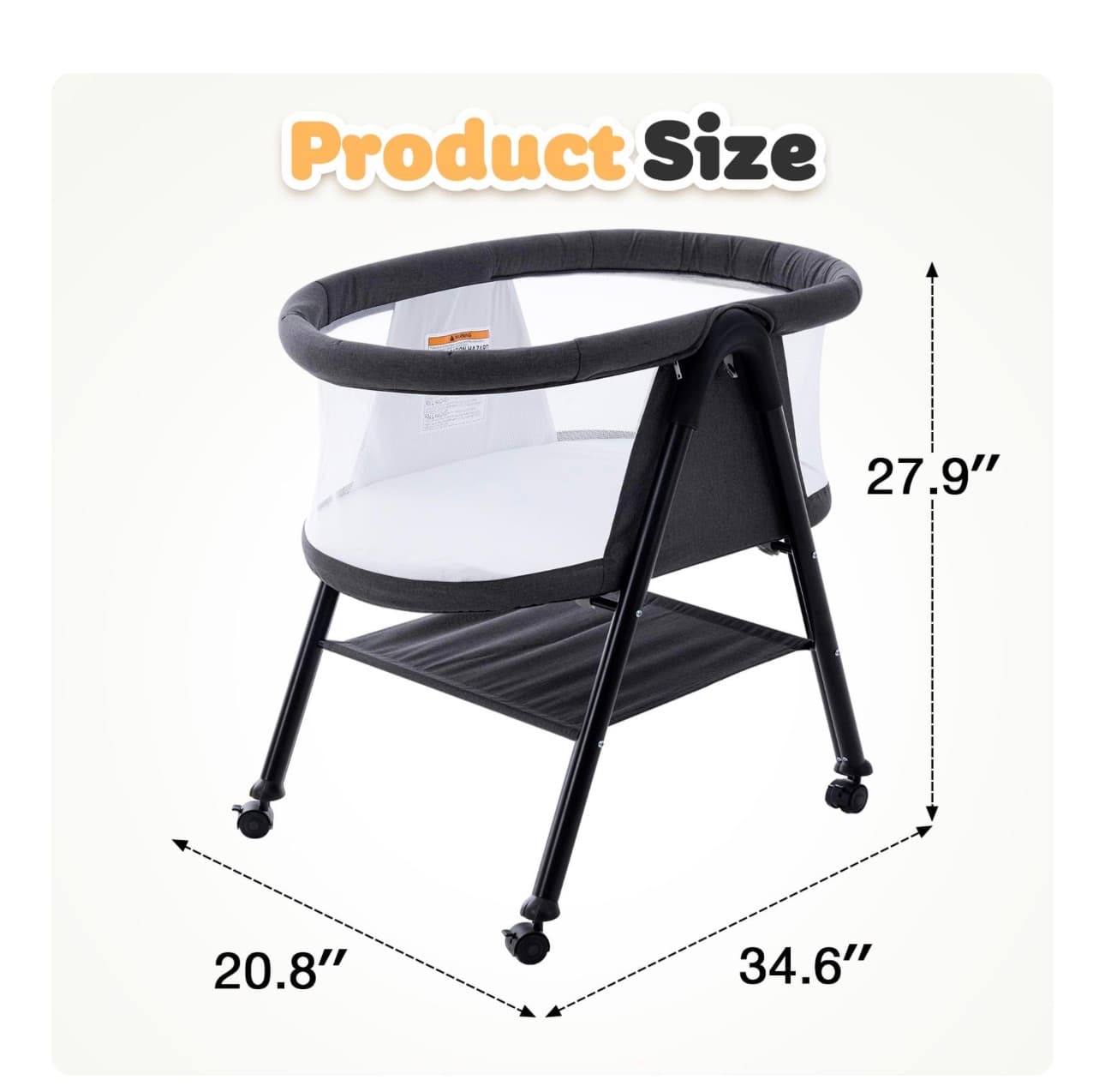 Portable Baby Bassinet with Mosquito Net and Storage - Thumbnail 9