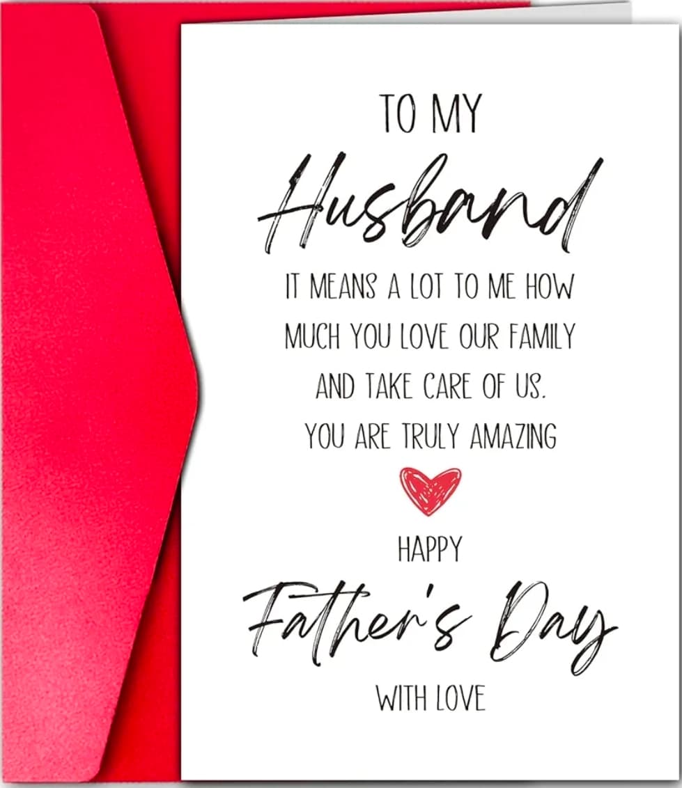 Father's Day Card for Husband with Red Envelope - Image 1