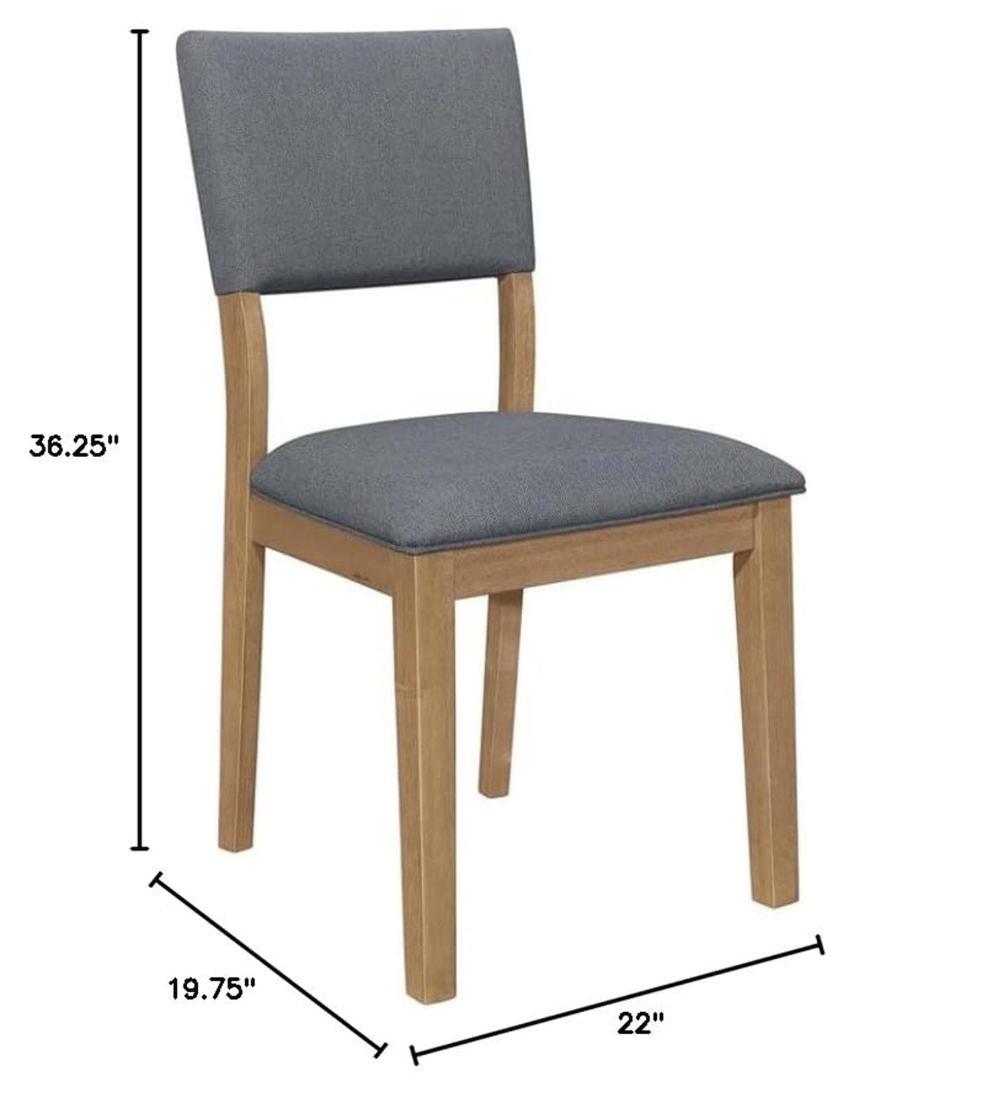 2 x MAKLAINE Farmhouse Fabric Padded Upholstered Side Chair in Blue, 19.25" - Thumbnail 3
