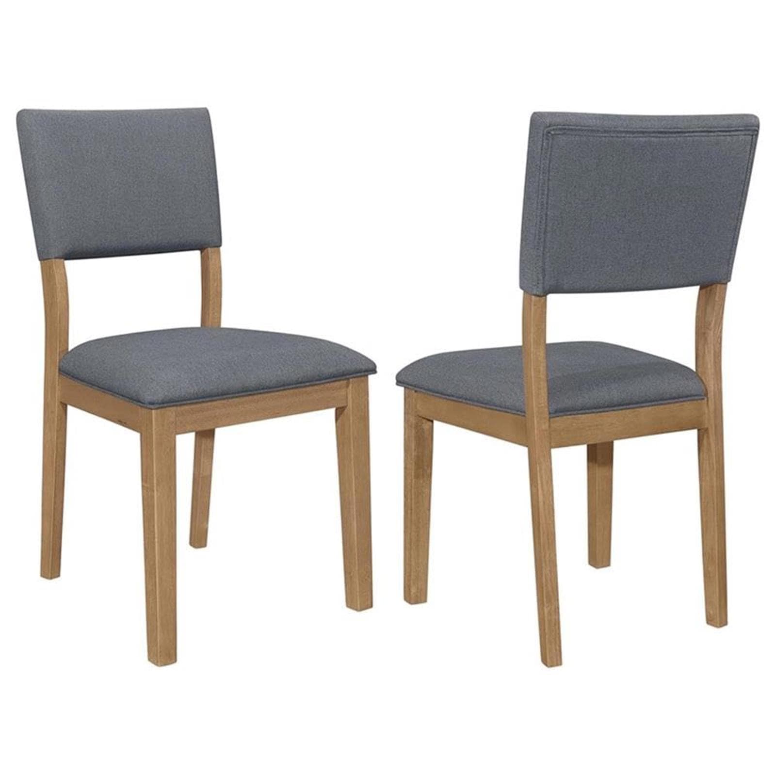 2 x MAKLAINE Farmhouse Fabric Padded Upholstered Side Chair in Blue, 19.25" - Thumbnail 6