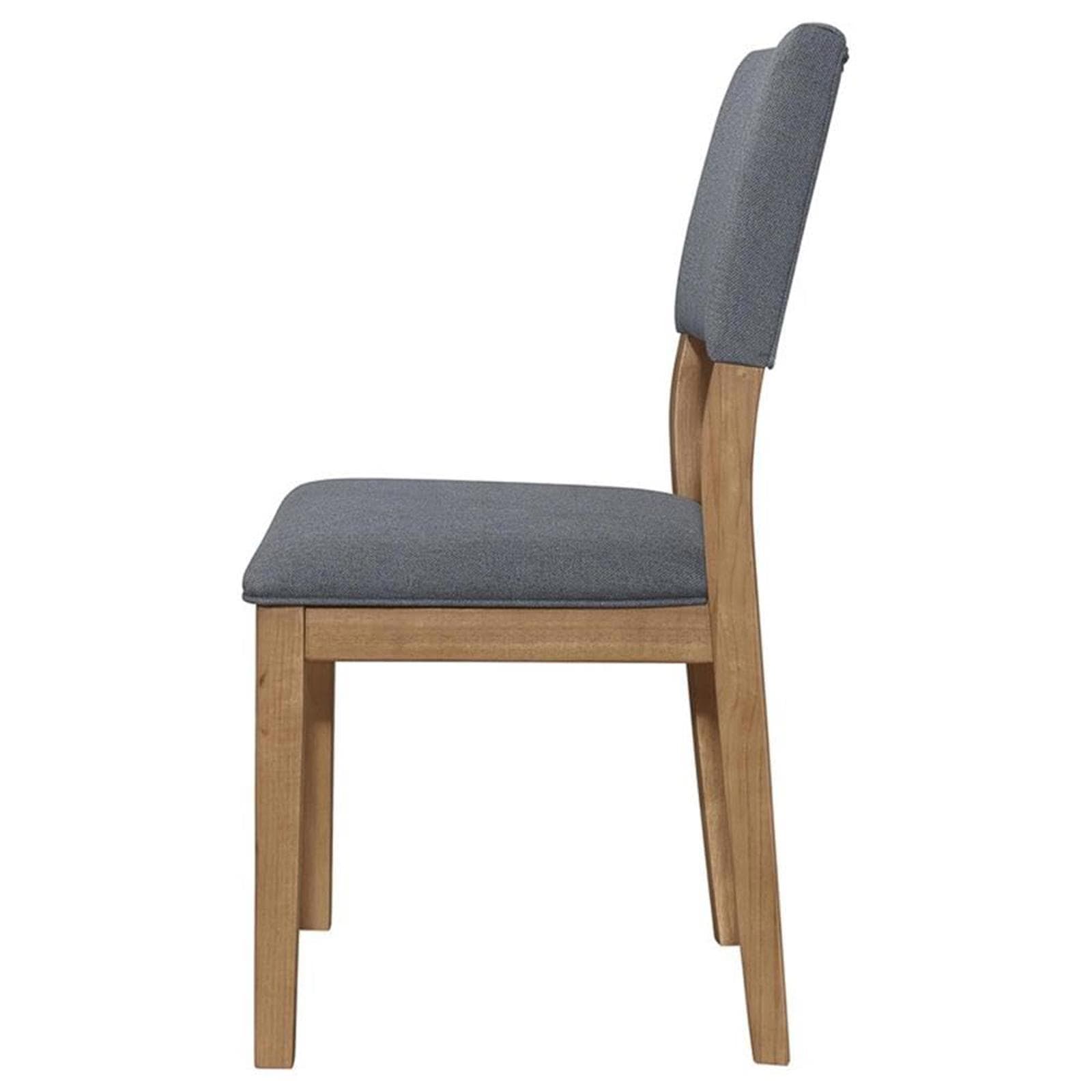 2 x MAKLAINE Farmhouse Fabric Padded Upholstered Side Chair in Blue, 19.25" - Thumbnail 4