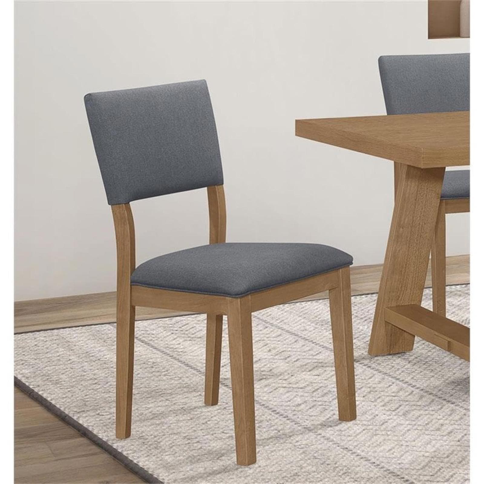 2 x MAKLAINE Farmhouse Fabric Padded Upholstered Side Chair in Blue, 19.25" - Thumbnail 2
