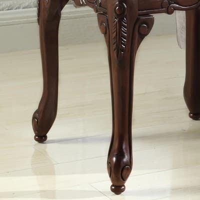 Roundhill Furniture Traditional Ornate Detailing Wood End Table, Dark Cherry - Thumbnail 3