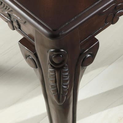 Roundhill Furniture Traditional Ornate Detailing Wood End Table, Dark Cherry - Thumbnail 5