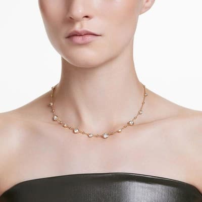 Swarovski Imber Necklace, Scattered Design with Clear Round-Cut Crystals - Thumbnail 4