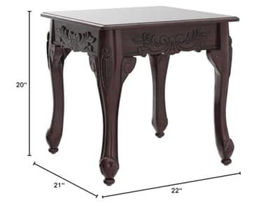 Roundhill Furniture Traditional Ornate Detailing Wood End Table, Dark Cherry - Thumbnail 6