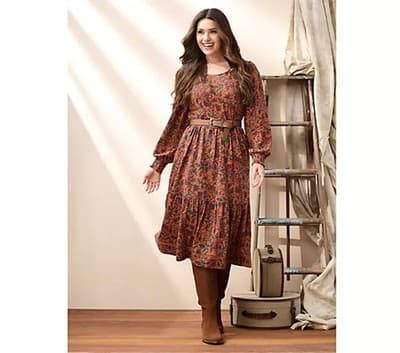 Denim & Co. Canyon Retreat Dress, Black, Size 2X - Thumbnail 4